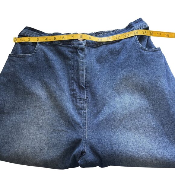 Quacker Factory Dark Wash Cropped Jeans With Sequins Detail At Hem - Picture 7 of 12